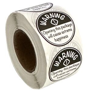 L3 Stickers 1" “Warning” 500ct Black Labels Thank You